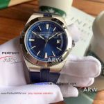 Perfect Replica Vacheron Constantin Overseas 42mm watch Blue Dial Blue Leather Strap
